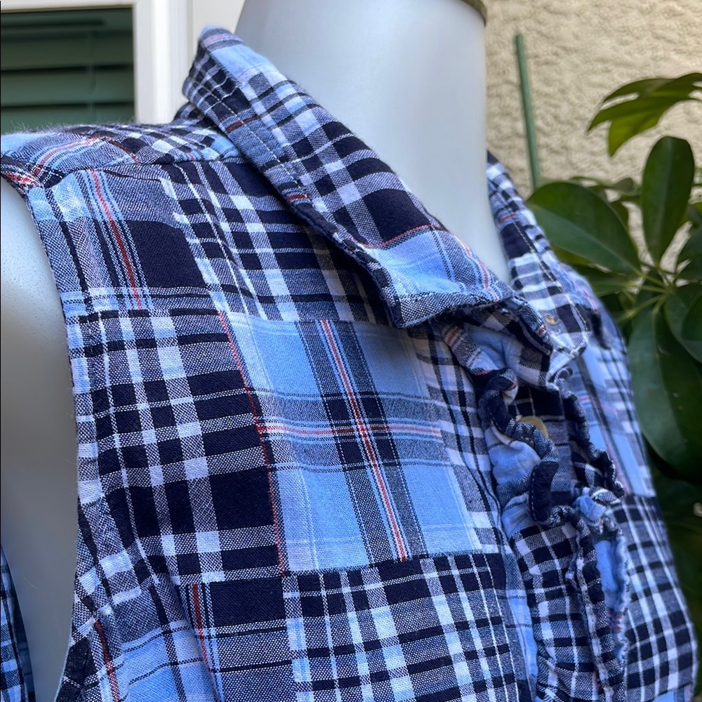 Vintage Multicolored Plaid Tommy Hilfiger Cotton Sleeveless Dress - Picture 7 of 11
